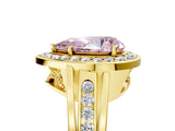 Yellow gold Fancy Pink Pear Cut Diamond Halo Ring with Split Shank and Bezel Accents and Prong Setting_5