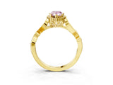 Yellow gold Fancy Pink Pear Cut Diamond Halo Ring with Vintage Split Shank and Four-Prong Setting_40