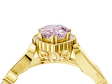 Yellow gold Fancy Pink Pear Cut Diamond Halo Ring with Vintage Split Shank and Four-Prong Setting_41
