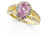 Yellow gold Fancy Pink Pear Cut Diamond Halo Split Shank Engagement Ring_40