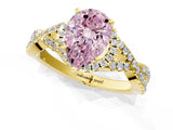 Yellow gold Fancy Pink Pear Cut Diamond  Halo Twist Band Solitaire Prong Setting Ring_37