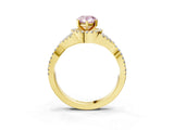 Yellow gold Fancy Pink Pear Cut Diamond  Halo Twist Band Solitaire Prong Setting Ring_39