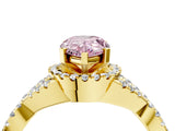 Yellow gold Fancy Pink Pear Cut Diamond  Halo Twist Band Solitaire Prong Setting Ring_40