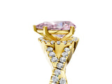 Yellow gold Fancy Pink Pear Cut Diamond  Halo Twist Band Solitaire Prong Setting Ring_41