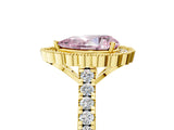 Yellow gold Fancy Pink Pear  Cut Diamond Milgrain Floral Halo Engagement Ring with Pavé Band_20
