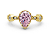 Yellow gold Fancy Pink Pear  Cut Diamond Milgrain Marquise Band with Prong Setting_3