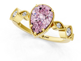 Yellow gold Fancy Pink Pear  Cut Diamond Milgrain Marquise Band with Prong Setting_4