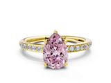 Yellow gold Fancy Pink Pear  Cut Diamond Pavé Band Ring with Four-Prong Setting_23