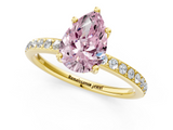 Yellow gold Fancy Pink Pear  Cut Diamond Pavé Band Ring with Four-Prong Setting_24