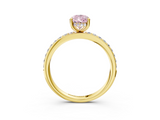 Yellow gold Fancy Pink Pear  Cut Diamond Pavé Band Ring with Four-Prong Setting_26