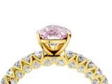 Yellow gold Fancy Pink Pear Cut Diamond Pavé Band Solitaire Ring with Prong Setting_102