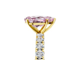 Yellow gold Fancy Pink Pear Cut Diamond Pavé Band Solitaire Ring with Prong Setting_103