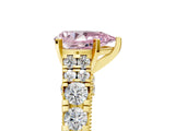 Yellow gold Fancy Pink Pear  Cut Diamond Pavé Band Solitaire with Four-Prong Setting_20