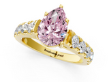 Yellow gold Fancy Pink Pear  Cut Diamond Pavé Band Solitaire with Four-Prong Setting_4
