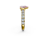 Yellow gold Fancy Pink Pear  Cut Diamond Pavé Band Solitaire with Four-Prong Setting_5