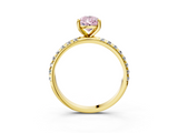 Yellow gold Fancy Pink Pear  Cut Diamond Pavé Band Solitaire with Four-Prong Setting_6