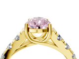 Yellow gold Fancy Pink Pear  Cut Diamond Pavé Band Solitaire with Four-Prong Setting_7