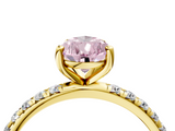 Yellow gold Fancy Pink Pear  Cut Diamond Pavé Band Solitaire with Four-Prong Setting_7