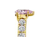 Yellow gold Fancy Pink Pear  Cut Diamond Pavé Band Solitaire with Four-Prong Setting_8