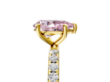 Yellow gold Fancy Pink Pear  Cut Diamond Pavé Band Solitaire with Four-Prong Setting_8