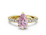 Yellow gold Fancy Pink Pear  Cut Diamond Pavé Band with Four-Prong Setting_37