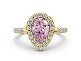 Yellow gold Fancy Pink Pear Cut Diamond Pavé Halo Ring with Four-Prong Setting_36