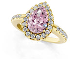 Yellow gold Fancy Pink Pear Cut Diamond Pavé Halo Ring with Four-Prong Setting_37