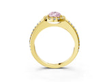 Yellow gold Fancy Pink Pear Cut Diamond Pavé Halo Ring with Four-Prong Setting_39
