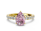 Yellow gold Fancy Pink Pear Cut Diamond Pavé Solitaire Engagement Ring with Four-Prong Setting_92