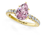Yellow gold Fancy Pink Pear Cut Diamond Pavé Solitaire Engagement Ring with Four-Prong Setting_93