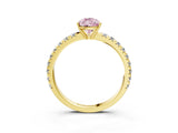 Yellow gold Fancy Pink Pear Cut Diamond Pavé Solitaire Engagement Ring with Four-Prong Setting_95