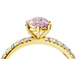 Yellow gold Fancy Pink Pear Cut Diamond Pavé Solitaire Ring with Round Band and Prong Setting_16