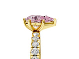Yellow gold Fancy Pink Pear Cut Diamond Pavé Solitaire Ring with Round Band and Prong Setting_17