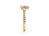 Yellow gold Fancy Pink Pear Cut Diamond Pave Band Solitaire Ring with Four-Prong Setting_60