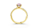 Yellow gold Fancy Pink Pear Cut Diamond Pave Band Solitaire Ring with Four-Prong Setting_61