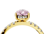 Yellow gold Fancy Pink Pear Cut Diamond Pave Band Solitaire Ring with Four-Prong Setting_62