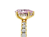 Yellow gold Fancy Pink Pear Cut Diamond Pave Band Solitaire Ring with Four-Prong Setting_63