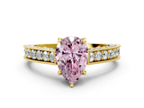 Yellow gold Fancy Pink Pear  Cut Diamond Pave Band with Four-Prong Setting_37