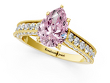 Yellow gold Fancy Pink Pear  Cut Diamond Pave Band with Four-Prong Setting_38