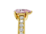 Yellow gold Fancy Pink Pear  Cut Diamond Pave Band with Four-Prong Setting_42