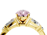 Yellow gold Fancy Pink Pear  Cut Diamond Ring with Baguette Side Stones, Channel Set Band, and Four-Prong Setting_28