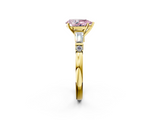Yellow gold Fancy Pink Pear  Cut Diamond Ring with Baguette Side Stones, Channel Set Band, and Four-Prong Setting_5