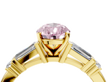 Yellow gold Fancy Pink Pear  Cut Diamond Ring with Baguette Side Stones, Channel Set Band, and Four-Prong Setting_7