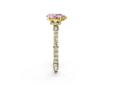 Yellow gold Fancy Pink Pear  Cut Diamond Ring with Pavé Band and Four-Prong Setting_47