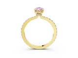Yellow gold Fancy Pink Pear  Cut Diamond Ring with Pavé Band and Four-Prong Setting_48