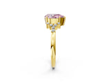 Yellow gold Fancy Pink Pear Cut Diamond Ring with Side Stones and Four-Prong Setting_104