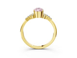 Yellow gold Fancy Pink Pear Cut Diamond Ring with Side Stones and Four-Prong Setting_105