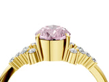 Yellow gold Fancy Pink Pear Cut Diamond Ring with Side Stones and Four-Prong Setting_106
