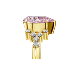 Yellow gold Fancy Pink Pear Cut Diamond Ring with Side Stones and Four-Prong Setting_107