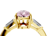 Yellow gold Fancy Pink Pear  Cut Diamond Ring with Tapered Baguette Side Stones in Four-Prong Setting_7